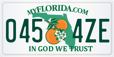 FL license plate 0454ZE