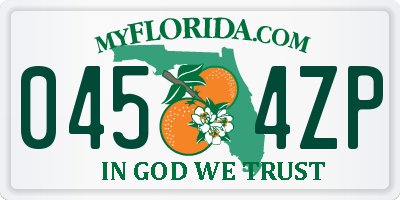 FL license plate 0454ZP