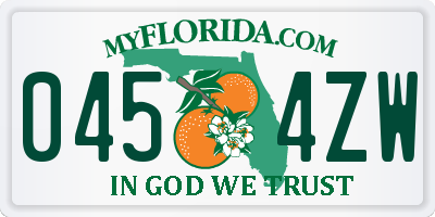 FL license plate 0454ZW