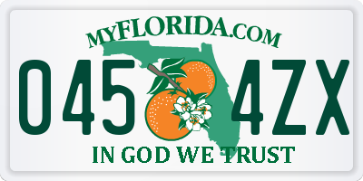 FL license plate 0454ZX