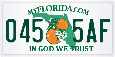 FL license plate 0455AF