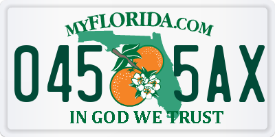 FL license plate 0455AX