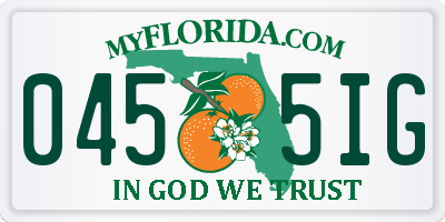 FL license plate 0455IG