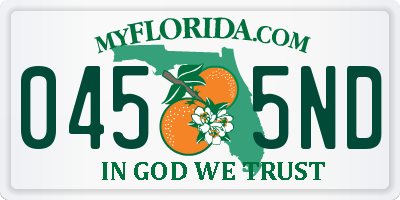 FL license plate 0455ND