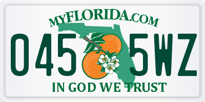 FL license plate 0455WZ