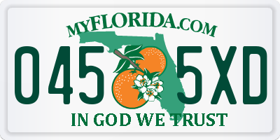 FL license plate 0455XD
