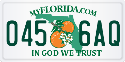 FL license plate 0456AQ