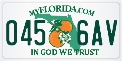 FL license plate 0456AV