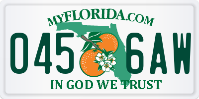 FL license plate 0456AW