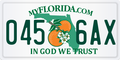FL license plate 0456AX