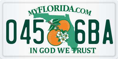 FL license plate 0456BA