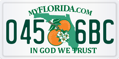 FL license plate 0456BC