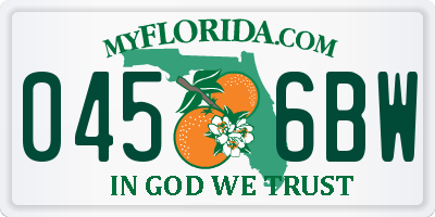 FL license plate 0456BW