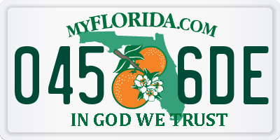 FL license plate 0456DE