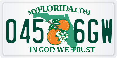 FL license plate 0456GW