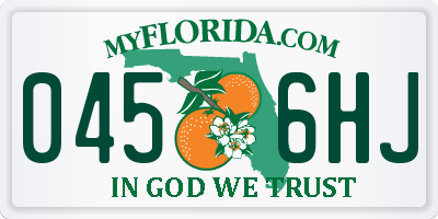 FL license plate 0456HJ