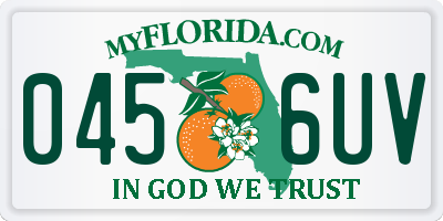 FL license plate 0456UV