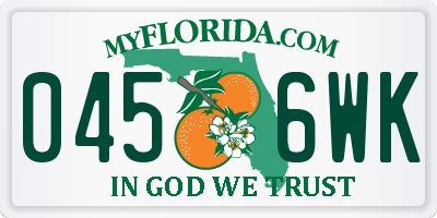 FL license plate 0456WK