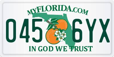 FL license plate 0456YX