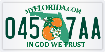 FL license plate 0457AA
