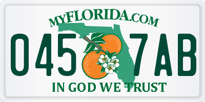 FL license plate 0457AB