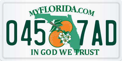 FL license plate 0457AD