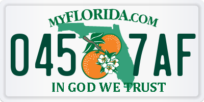 FL license plate 0457AF