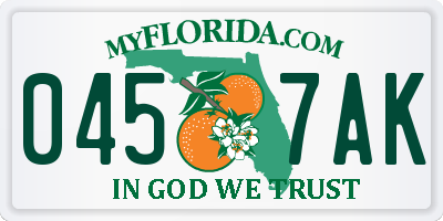 FL license plate 0457AK