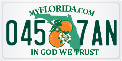 FL license plate 0457AN