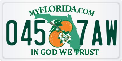 FL license plate 0457AW
