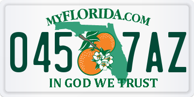 FL license plate 0457AZ