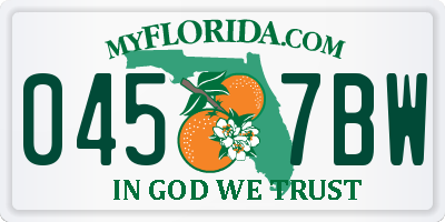 FL license plate 0457BW