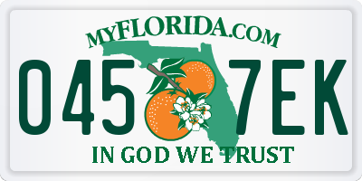 FL license plate 0457EK
