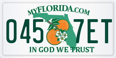 FL license plate 0457ET