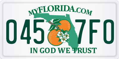 FL license plate 0457FO