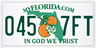FL license plate 0457FT