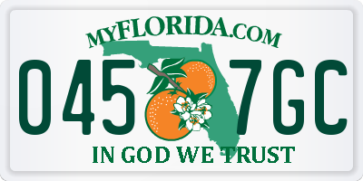FL license plate 0457GC