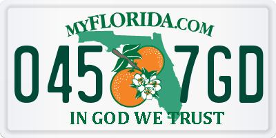 FL license plate 0457GD