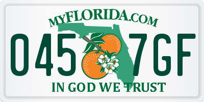 FL license plate 0457GF
