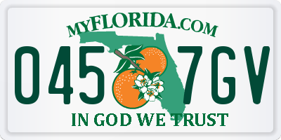 FL license plate 0457GV