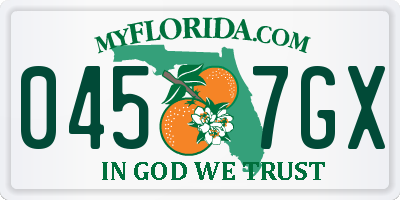 FL license plate 0457GX