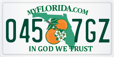 FL license plate 0457GZ