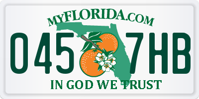 FL license plate 0457HB