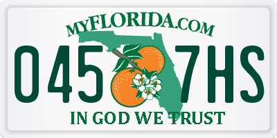 FL license plate 0457HS