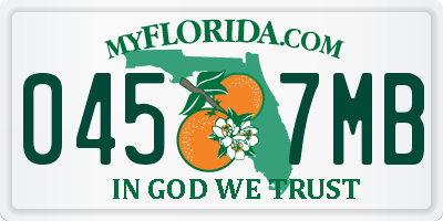 FL license plate 0457MB