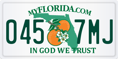FL license plate 0457MJ