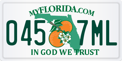 FL license plate 0457ML