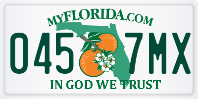 FL license plate 0457MX
