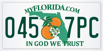 FL license plate 0457PC