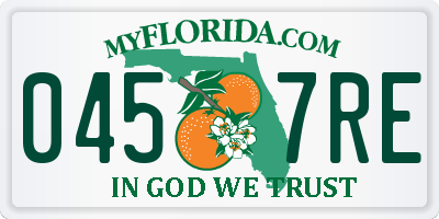FL license plate 0457RE
